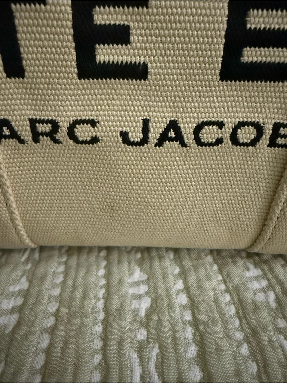 Marc Jacobs Beige Canvas 'The Tote Bag' with Black Accents